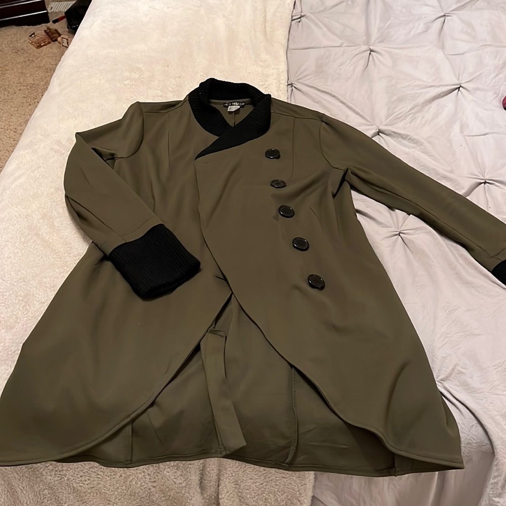 Knit Asymmetrical Button-Front Jacket